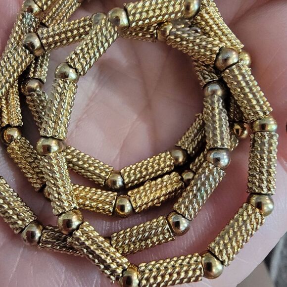 #Vintage #Napier #23K Gold Plated 23" Cylindrical Chain Necklace 39grams Signed - Picture 2 of 6